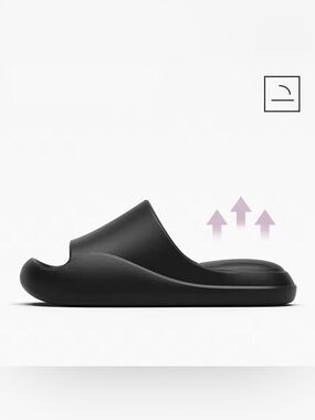 Black Cloud Slides | Thick Sole Cushion Slippers Ultra Comfort Minimalist Slides